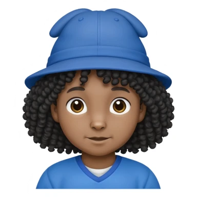 curly hair black rabbit with blue jersey and hat sticker