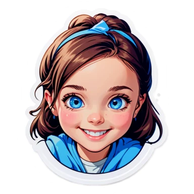 smiling girl with blue eyes sticker