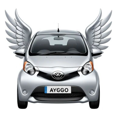 2008 Toyota Aygo Silver with Wings and Halo on top sticker