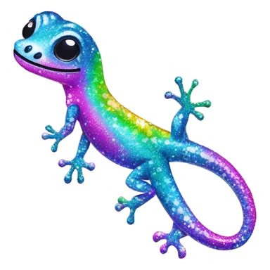 Lisa frank glitter gecko with a lily sticker
