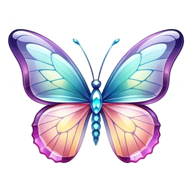Shiny sparkly transparent colorful pastel glass-crystal-butterfly sticker