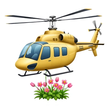Helicopter dropping spring flowers  sticker