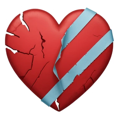 a dark red broken heart taped a little tape band sticker