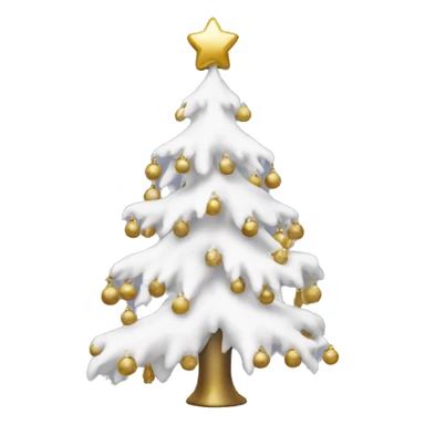 snow christmas tree with white and gold decorations sticker