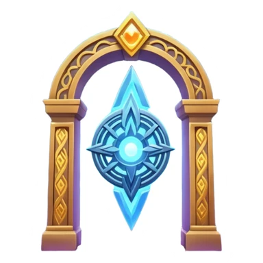 universe gate object icon, gigantic cosmic portal doorway, swirling galaxy energy inside, glowing starry aura, mystical space runes, fantasy sci-fi style, 3D cartoon, mobile game icon style, centered, clean background, no text, no watermark sticker