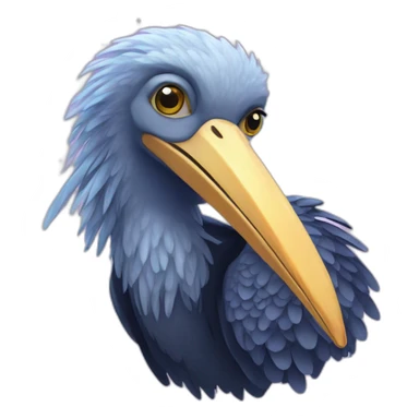 A shoebill with cosmic galaxy starlight colored feathers sticker