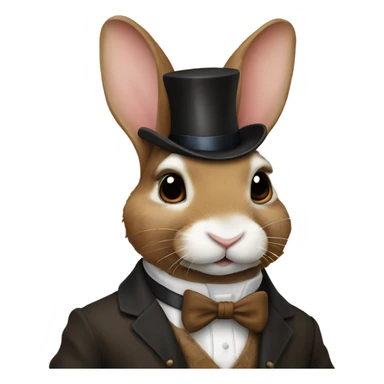 Brown mini Rex bunny as a distinguished gentleman ￼ sticker