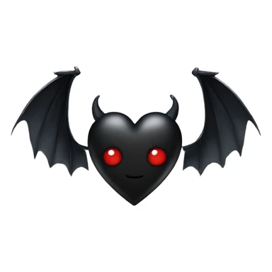 Black heart with devil horns and wings sticker