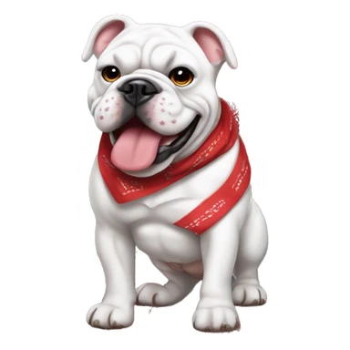 uga white bulldog emoji wearing red bandana smiling full body muscles sticker
