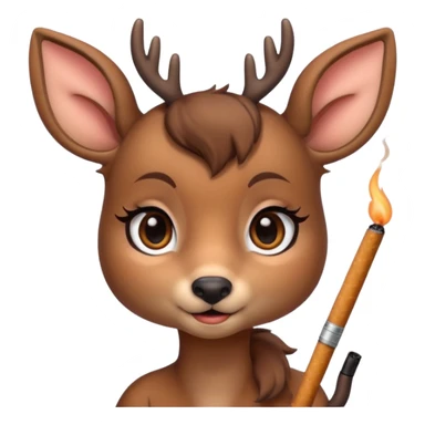 Cute female deer with cigarette with a bow bigger eyes bigger eyeliner and eyelash sticker