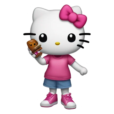 Hello kitty mad with a shoe in her hand sticker