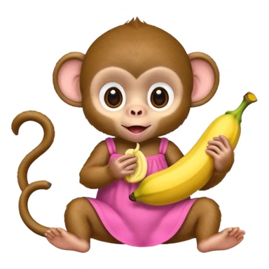 Cute baby monkey Eating a banana in a dress ￼￼ sticker