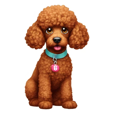 Red mini poodle with sock in mouth sticker