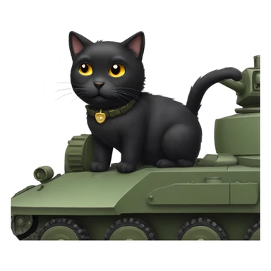 Fluffy black cat driving a tank sticker