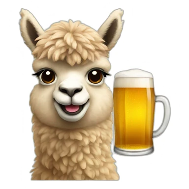 alpaca with a glass of beer in his hand sticker