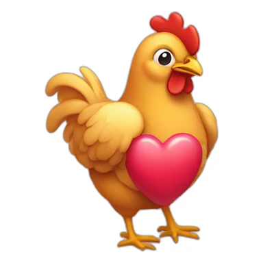 chicken carries heart sticker