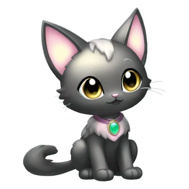 Shiny Shy Cool Black beautiful fantasy Kawaii Ethereal Sona Fakemon-cat-animal Full Body sticker