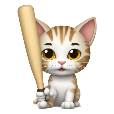A cat with cricket bat  sticker