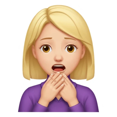 girl cringing with hands around throat sticker