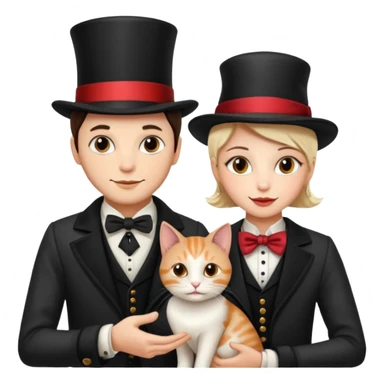 magician couple and their pet cat sticker