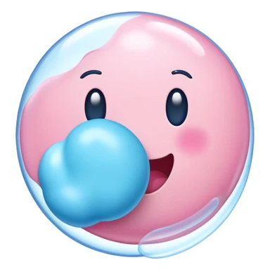 An emoji of a piece of chewing gum, slightly stretched or being blown into a bubble. Soft pastel colors, smooth texture, and a playful design representing gum or bubblegum sticker