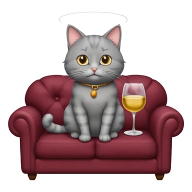 gray Cat On A Couch With Wine sticker