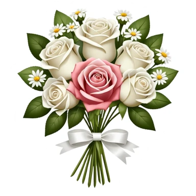 white wedding flower bouquet mixed florals - roses, white wildflowers sticker