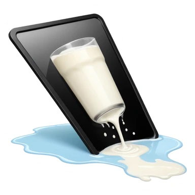 fallen over glass of milk spill on floor sticker