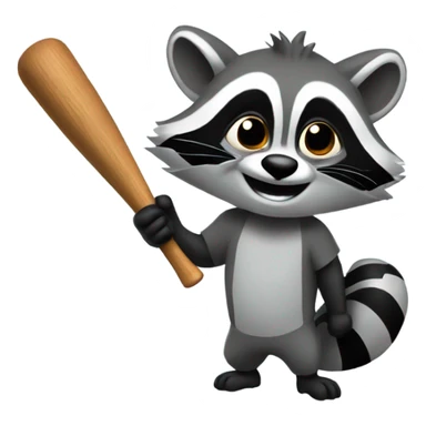 Raccoon holding baseball bat sticker