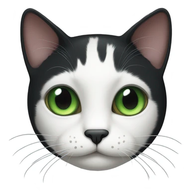 Black cat with green eyes and white spots near the mouth  sticker
