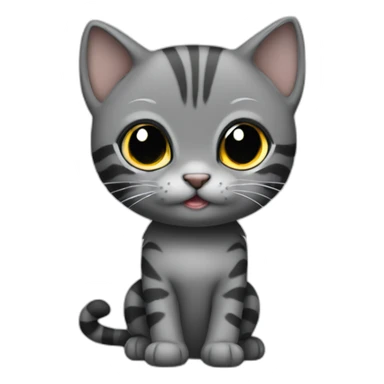 full body grey and black playful baby skinny cat sticker