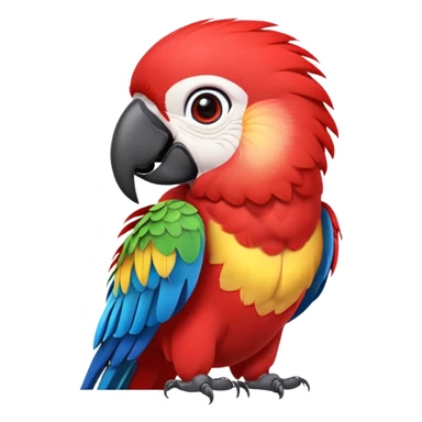 cinematic-cute-macaw-portrait-emoji,-head-tilted-playfully-and-inquisitively,-with-a-dazzling-red-plumage-and-round,-sparkling-eyes-filled-with-charm,-simplified-yet-irresistibly-adorable-features,-highly-detailed, white beak sticker