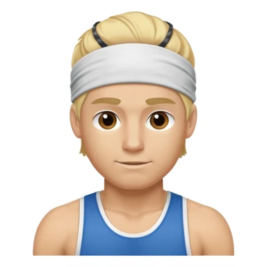 blonde male athelete with headband sticker