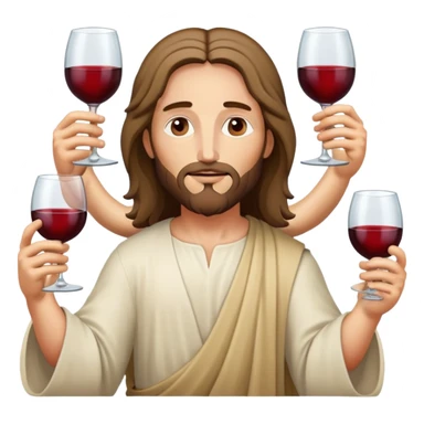 Jesus with eight arms drinking eight glasses of wine sticker