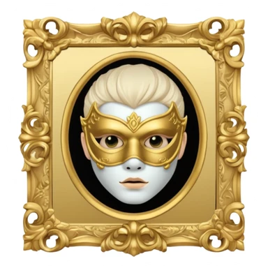 Spooky killer on mask on fancy mirror behind boy sticker