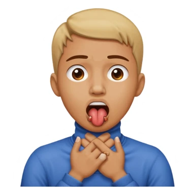 criss cross hands around throat choking self emoji tongue out sticker