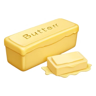 Create an image with butter and text in front that says butter  sticker