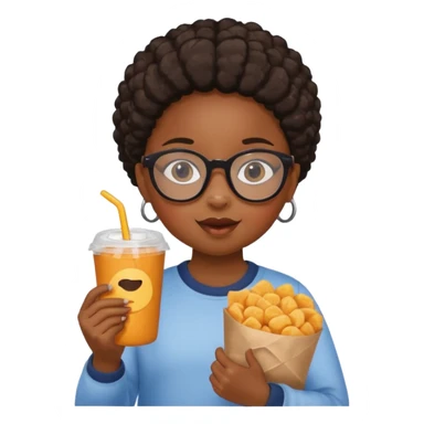 snack holding black girl kid with glasses on eyes sticker