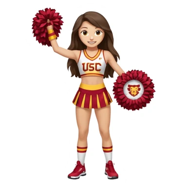 full body skinny white happy long haired brunette girl USC cheerleader sticker
