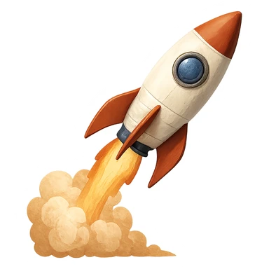 rocket ship blasting off sticker