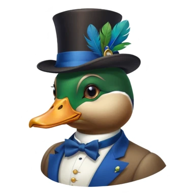Create a mallard which has a hat and a monocle
 sticker