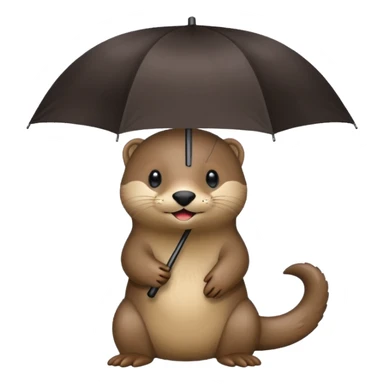 Loutre mignonne qui porte un parapluie dans sa main gauche  sticker