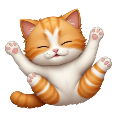 ginger and white small cat in funny positions upside down with eyes closed sticker
