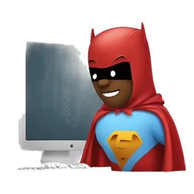 computer screen wearing a superhero cape sticker