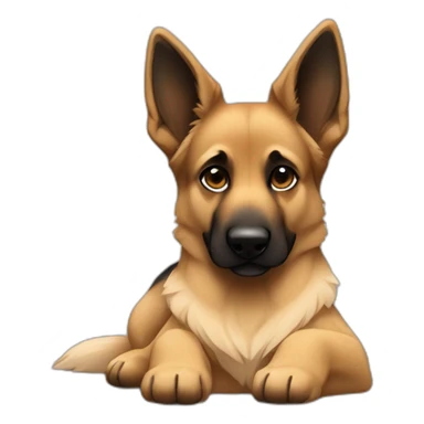 german-shepard-dog laying down with double coat fur and black ears sticker