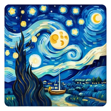 Van Gogh starry night moon sticker