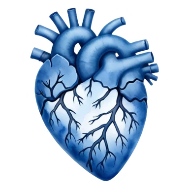 minimalist watercolor heart icon, monochromatic blue washes, soft bleeding edges, on textured white paper, anatomically inspired shape, serene and emotional, perfect for app icon, transparent background, flat lay --style raw --stylize 150 sticker