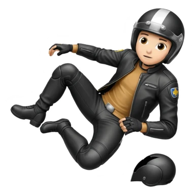 a motorcyclist lying on the ground who has just fallen sticker