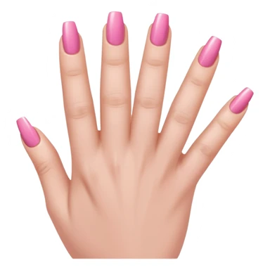  pink close-up of a hand with beautifully manicured nails, glossy pink nail polish, elegant nail shape, soft lighting and shadows, realistic style, sticker