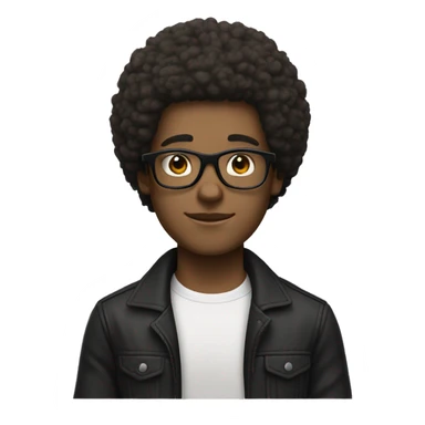 a white boy with afro hair and black glasses. make the hair a light brown. the skin is very light colour sticker